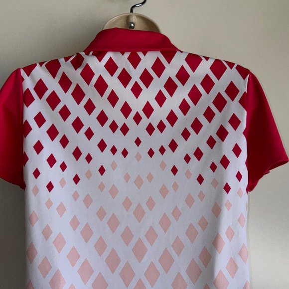 PUMA GOLF Women's Pink White Red Print Polo Shirt Size Small ~ EUC - Picture 4 of 11
